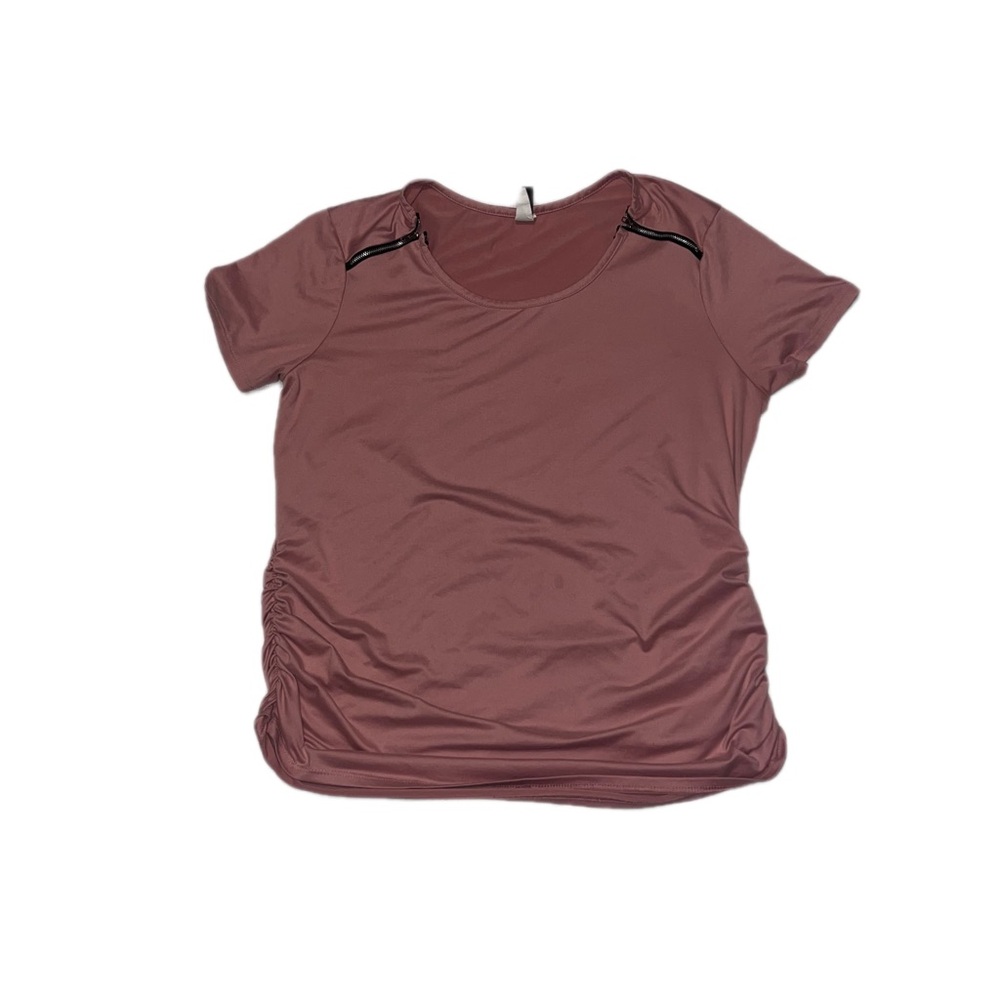 Divide By Zero Dusty Rose Ruched Side Top Zipper Shoulder Women’s Size XL